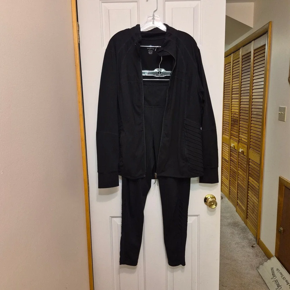 Tangerine Womens Black Moto Zip Jacket XXL and‎ Leggings XL Tracksuit Set Active